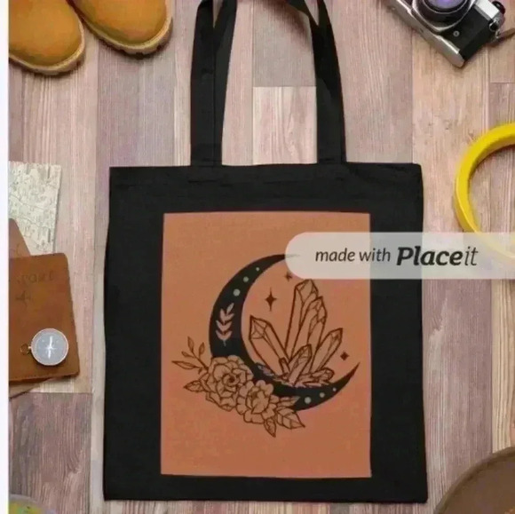 Boho crystal moon fantasy orange and black halloween everyday recycled t… - Picture 2 of 3